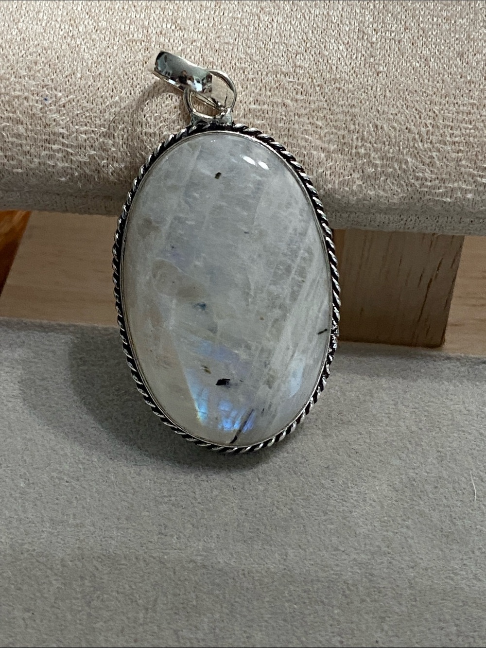 Sterling Silver Moonstone Oval Pendant